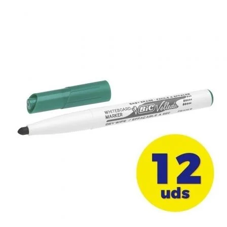 Bic Velleda 1741 Marcador para Pizarra Blanca Verde (Set de 12) de Punta Cónica